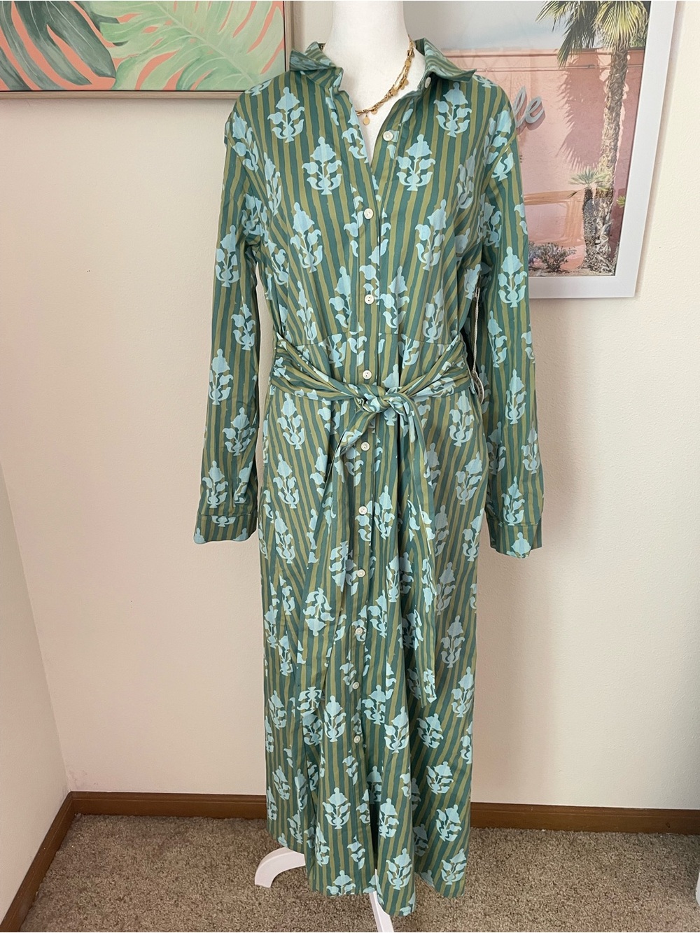 Spartina 449 Marianne Shirt Dress in Hamilton Motif Stripe Large New - Picture 5 of 9